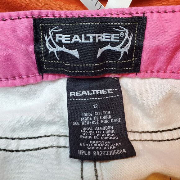 Realtree Womens Sz 12 Camo Hunting Pants Pink Trim Outdoor Casual Mossy Oak - Picture 7 of 8